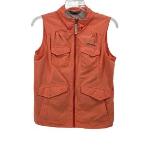 Eddie Bauer Womens Travex Orange Shoftshell Orange Vest Size M Utility Fishing